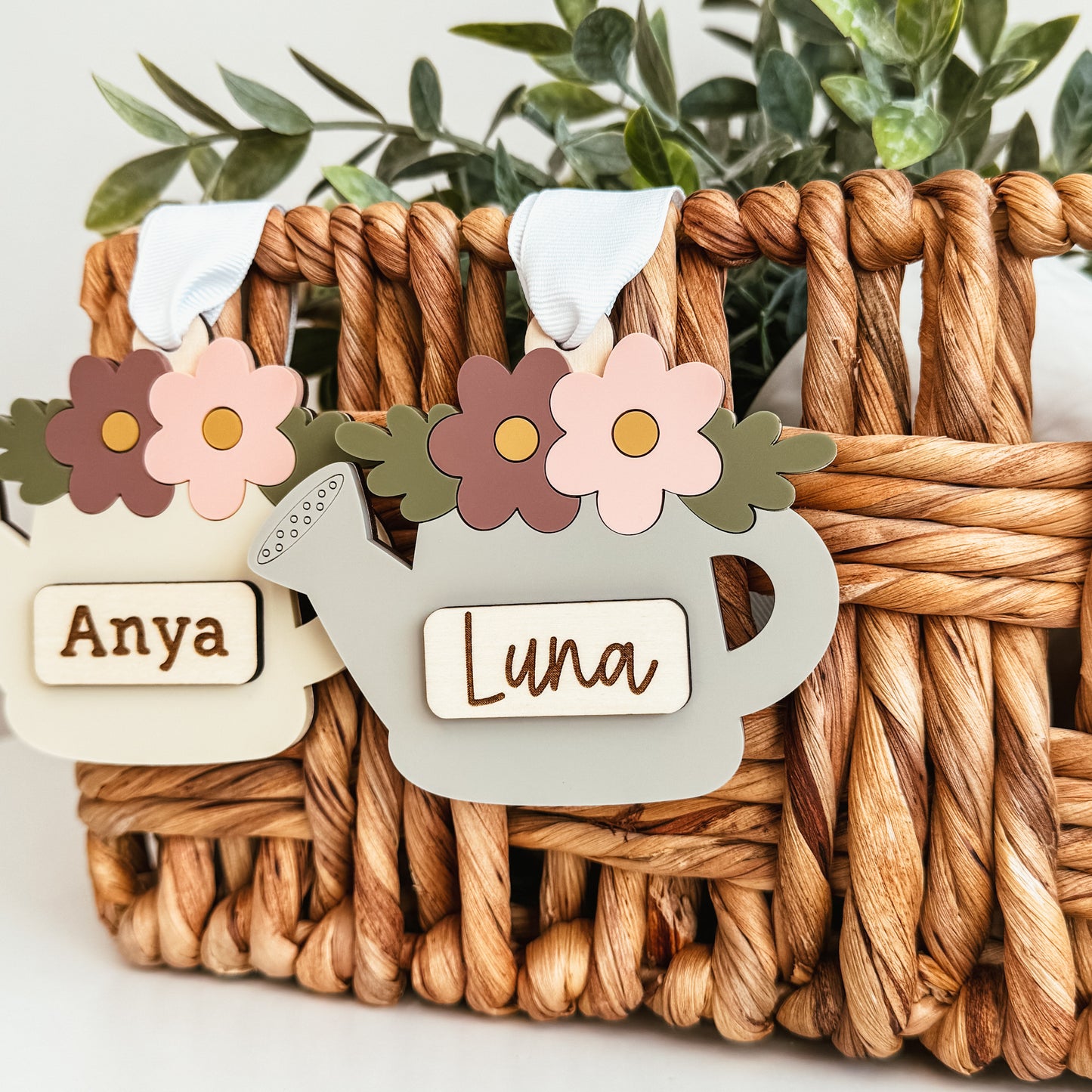 Floral Watering Can Easter Basket Tag