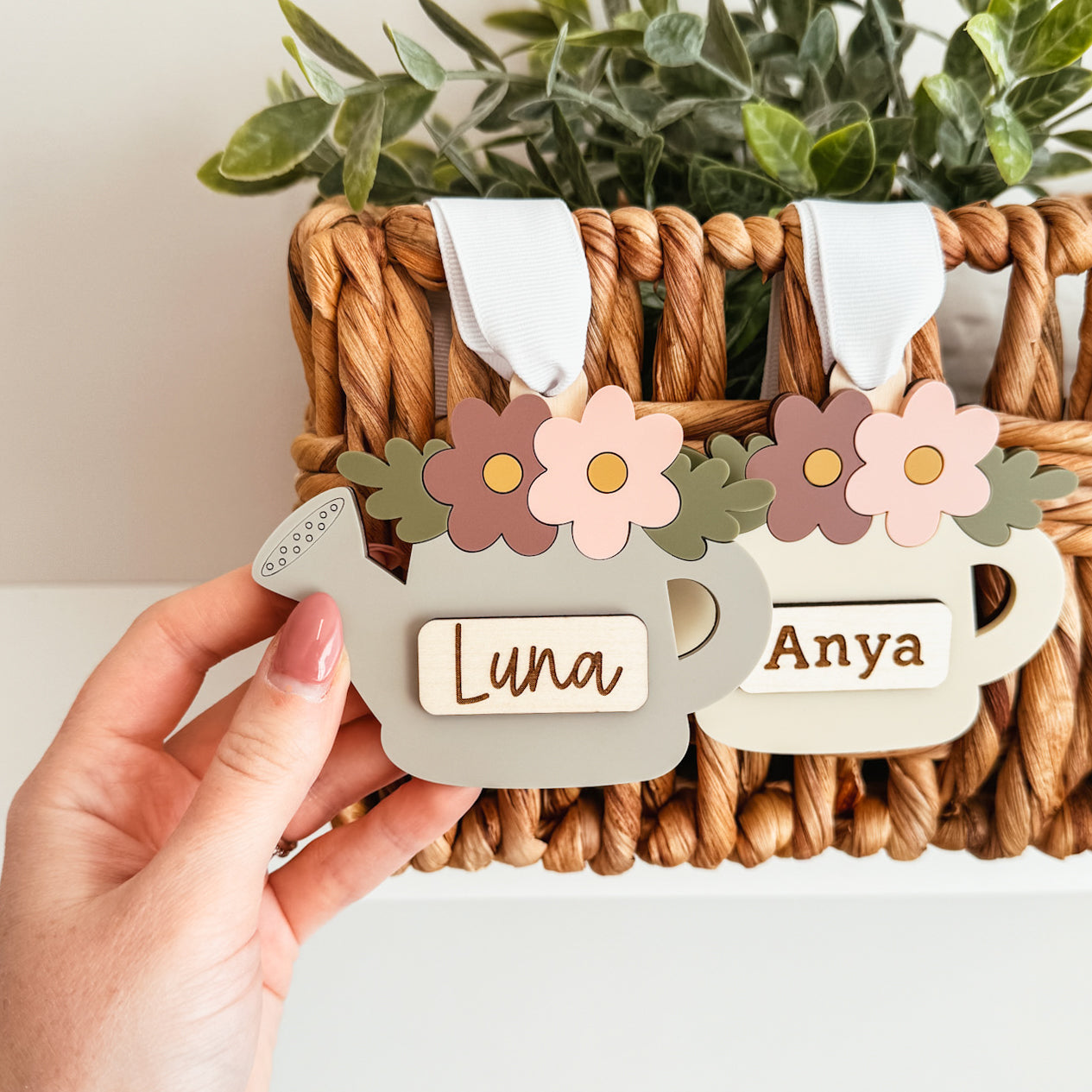 Floral Watering Can Easter Basket Tag