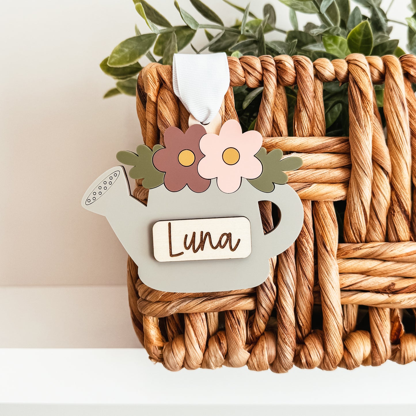 Floral Watering Can Easter Basket Tag