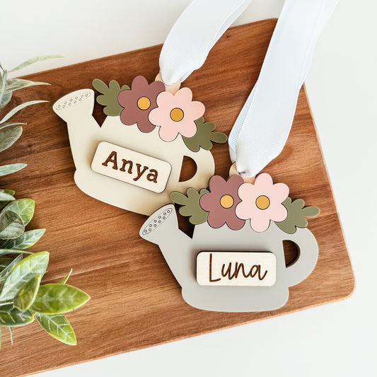 Floral Watering Can Easter Basket Tag