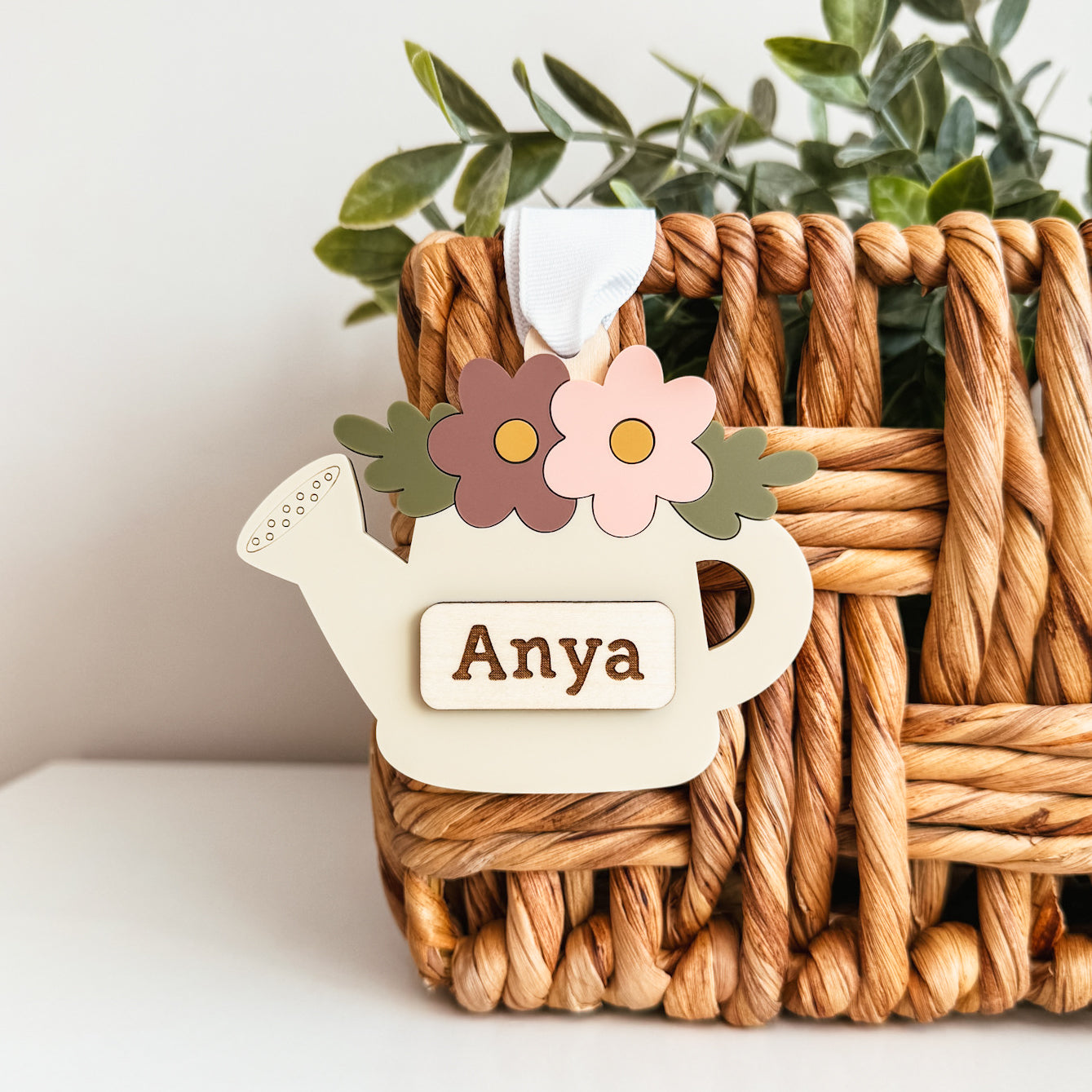 Floral Watering Can Easter Basket Tag
