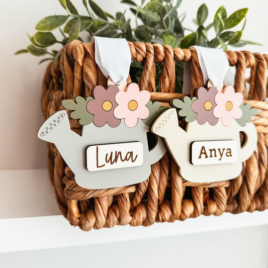 Floral Watering Can Easter Basket Tag