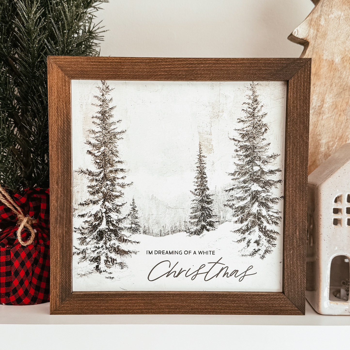 White Christmas Vintage Inspired Holiday Sign