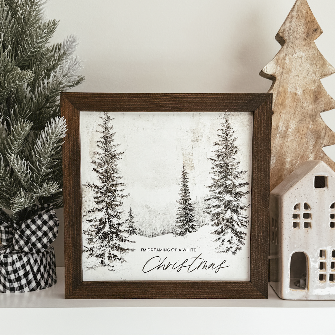 White Christmas Vintage Inspired Holiday Sign