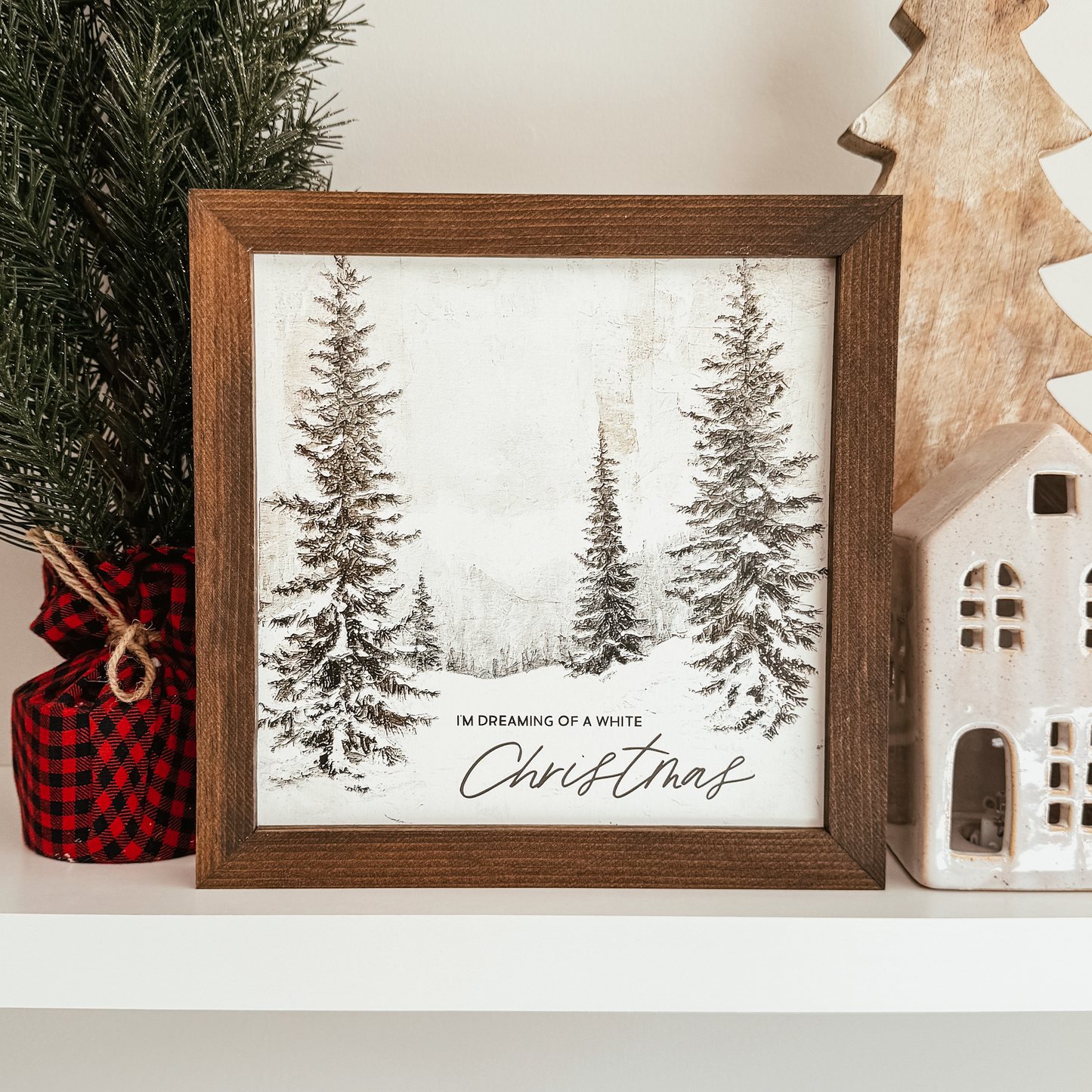 White Christmas Vintage Inspired Holiday Sign