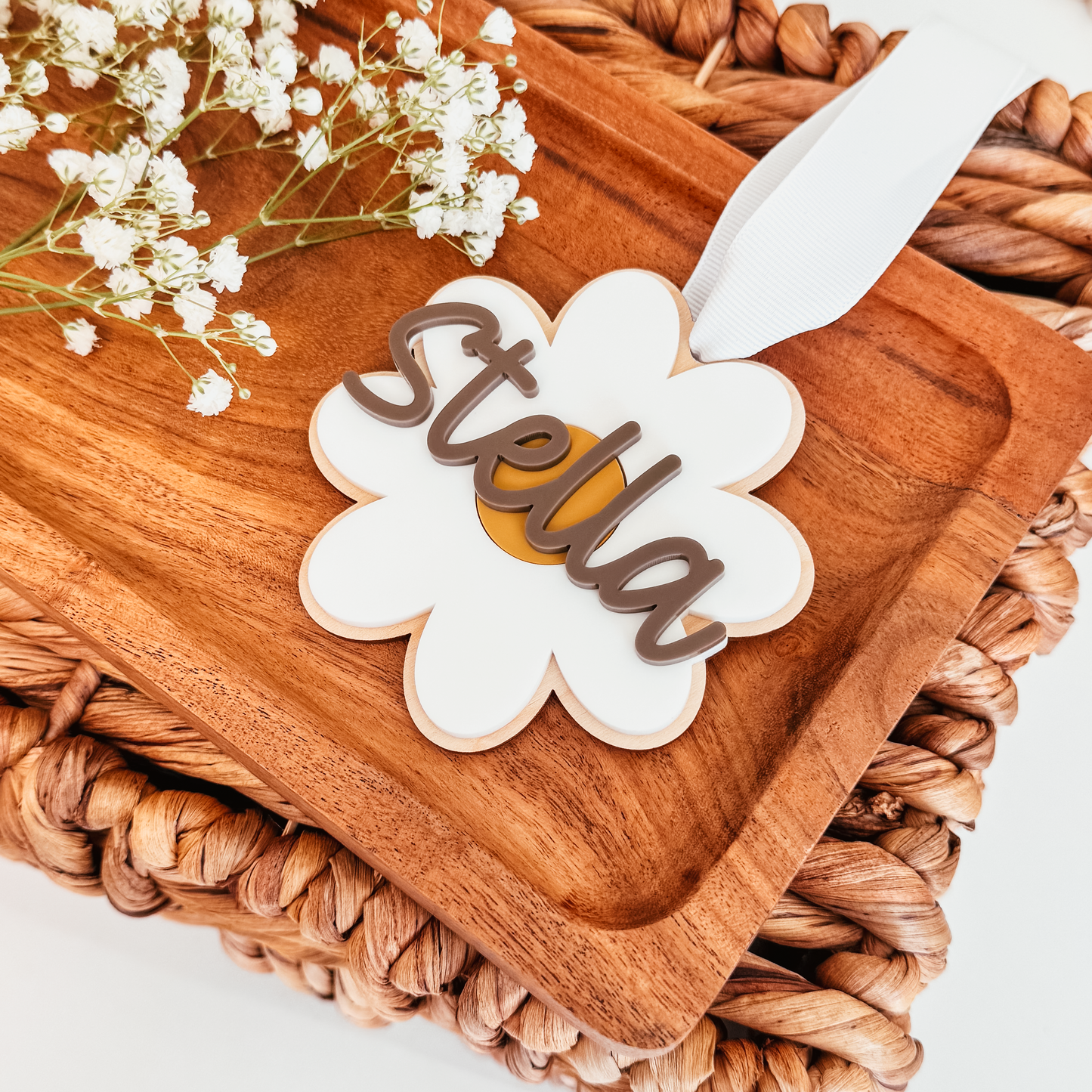 White Daisy Easter Basket Tag