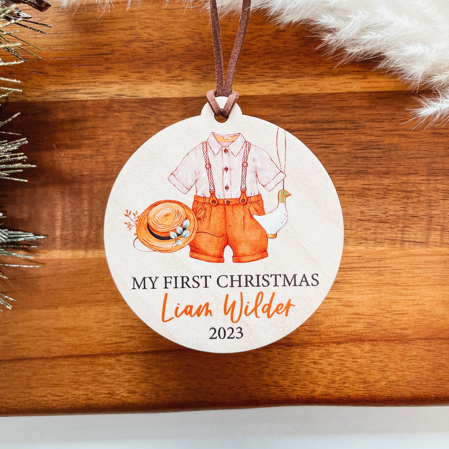 Baby's First Christmas Ornament | Boho Baby Girl or Baby Boy Outfit