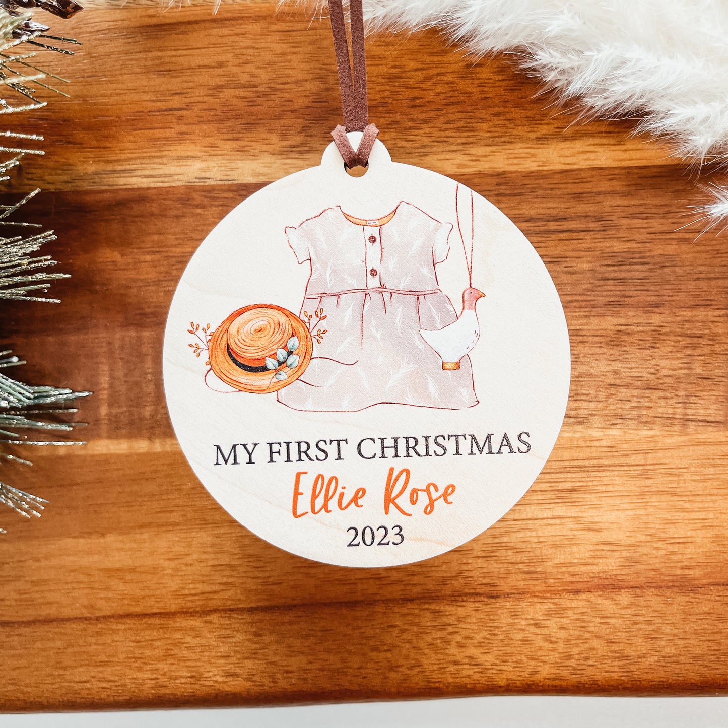 Baby's First Christmas Ornament | Boho Baby Girl or Baby Boy Outfit