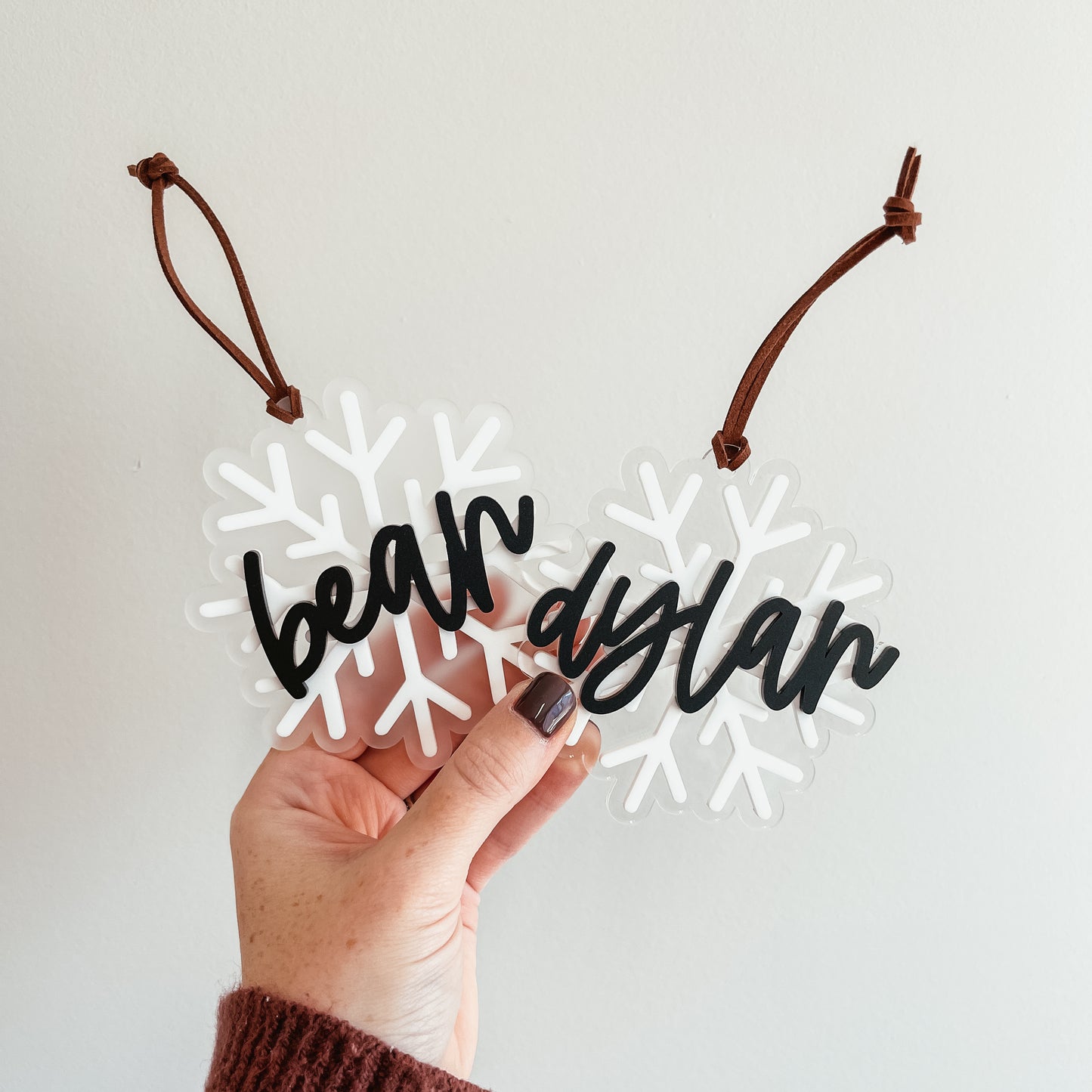 3D Acrylic Snowflake Stocking Tag