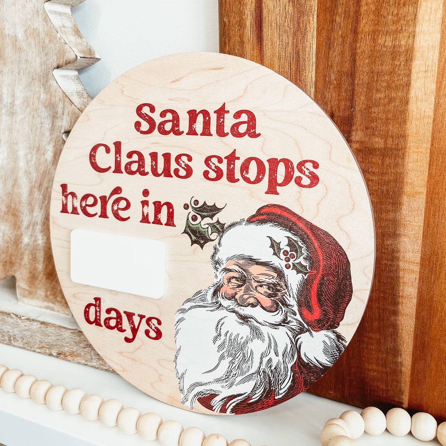 Vintage Santa Countdown Mini Round