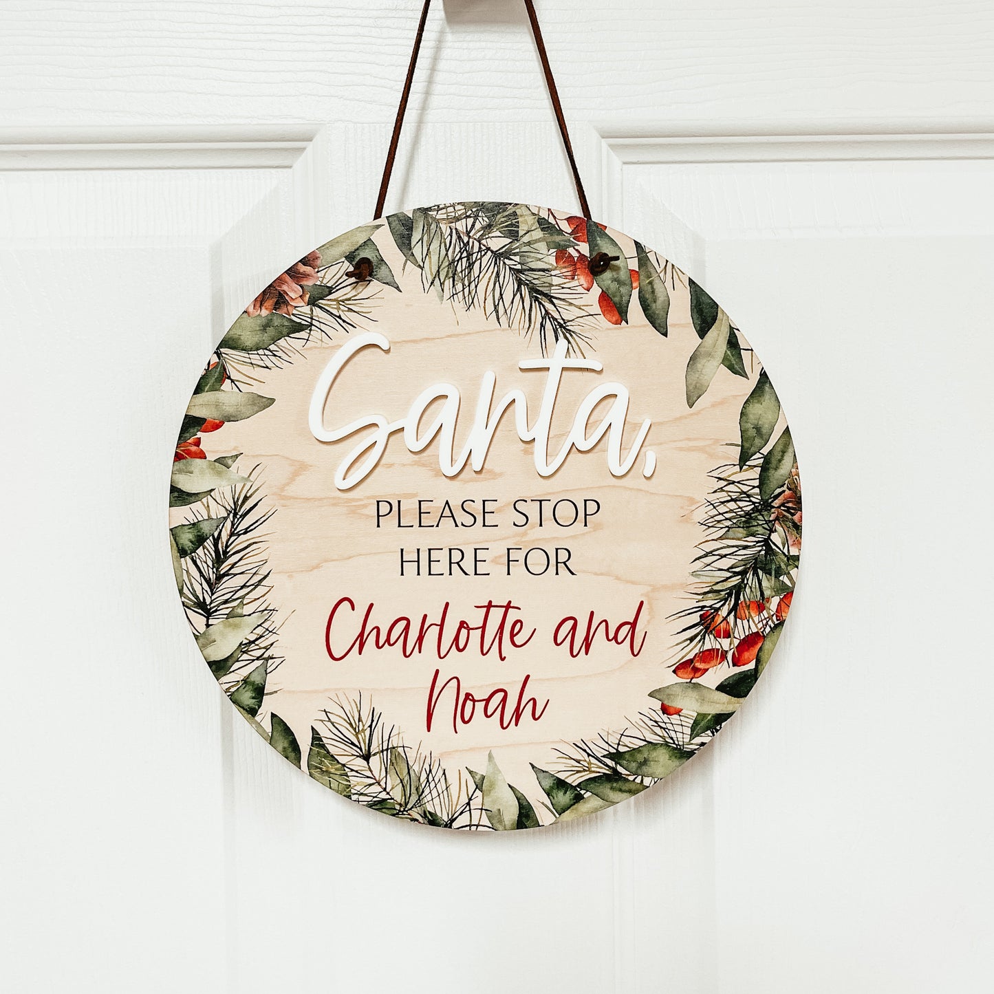 Santa Please Stop Here Sign | Christmas Wreath