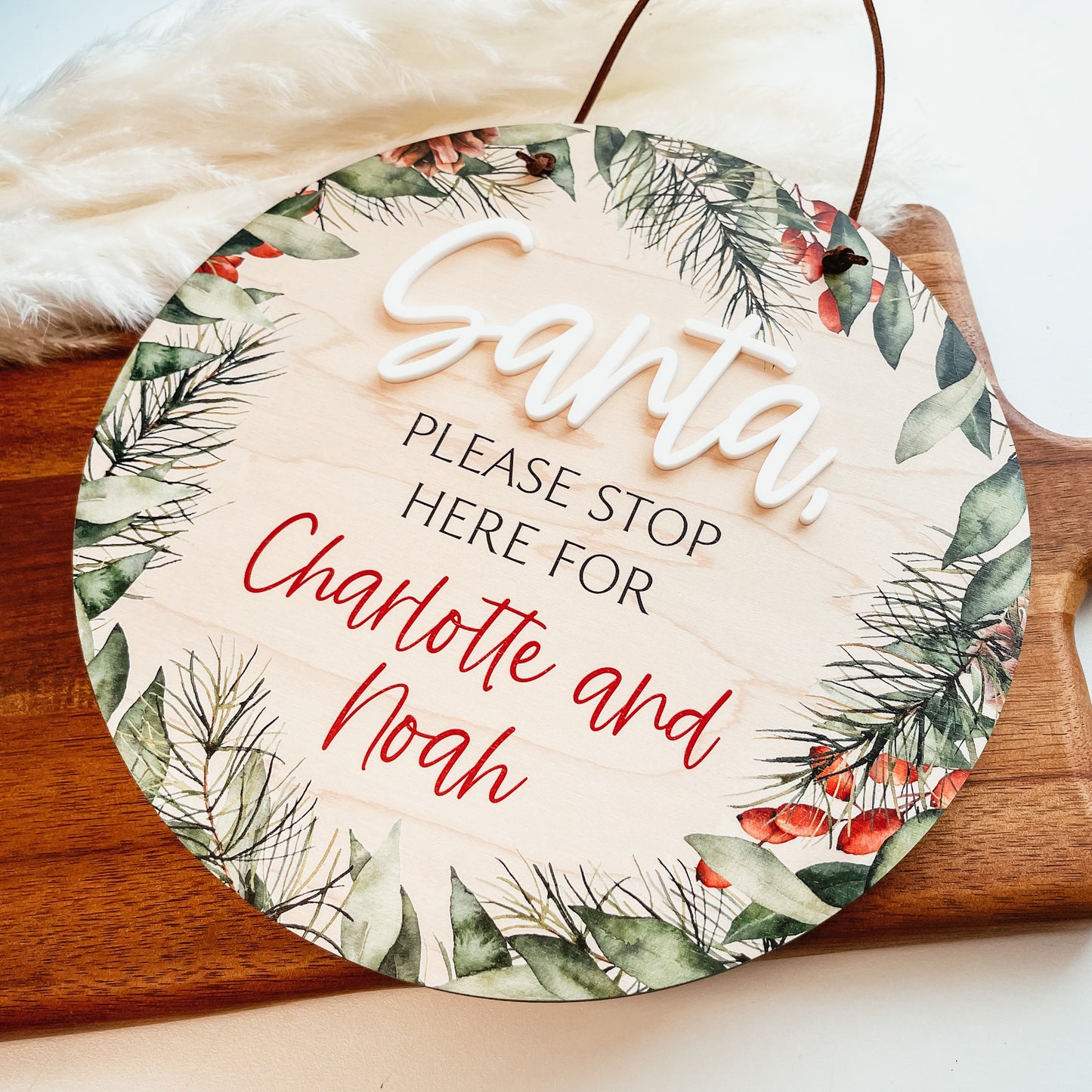 Santa Please Stop Here Sign | Christmas Wreath