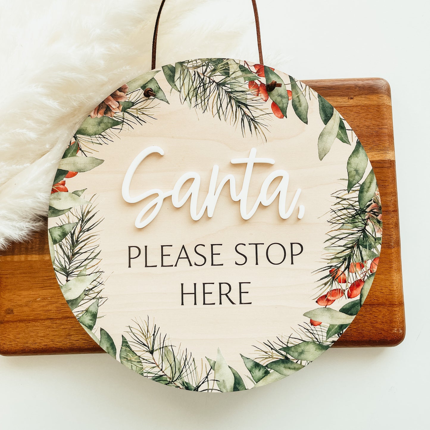 Santa Please Stop Here Sign | Christmas Wreath