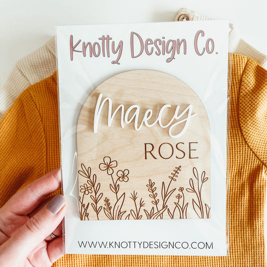 Baby Birth Announcement Sign - 3D Floral Arch