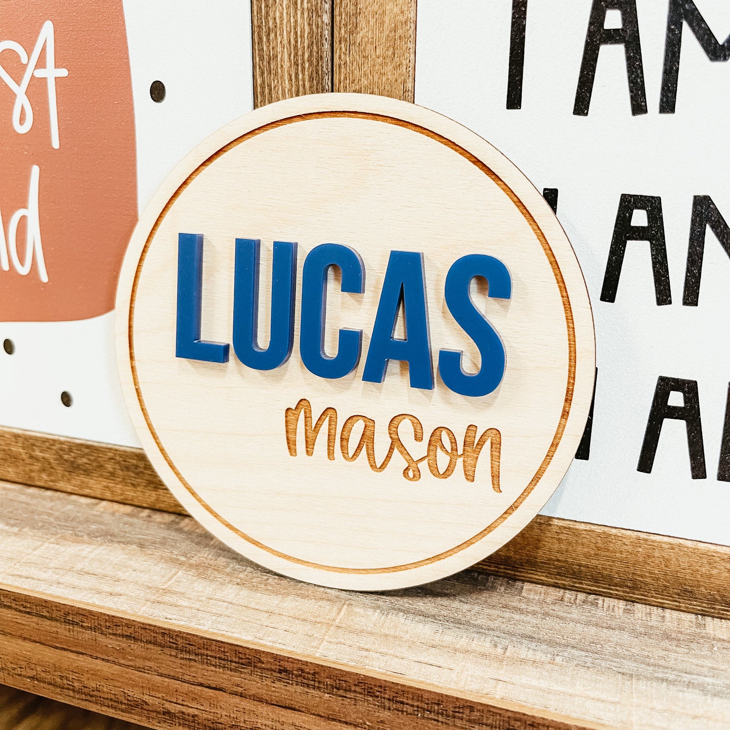 3D Birth Announcement Sign - Round Frame