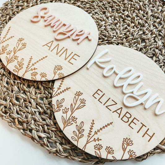 Baby Birth Announcement Sign - 3D Wildflower