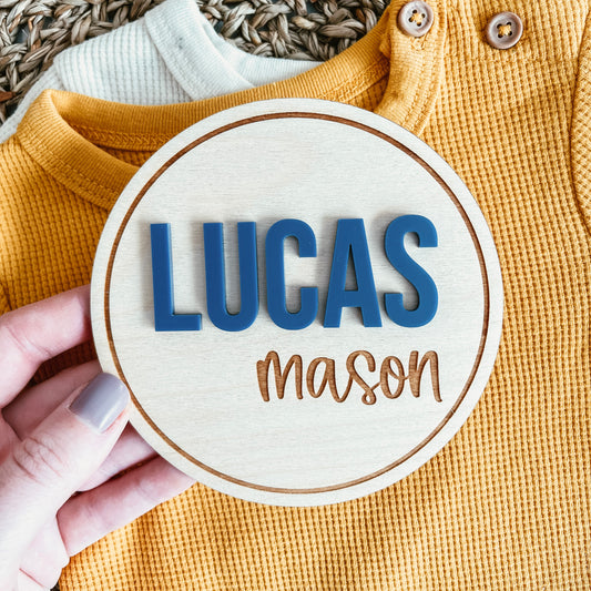 3D Birth Announcement Sign - Round Frame