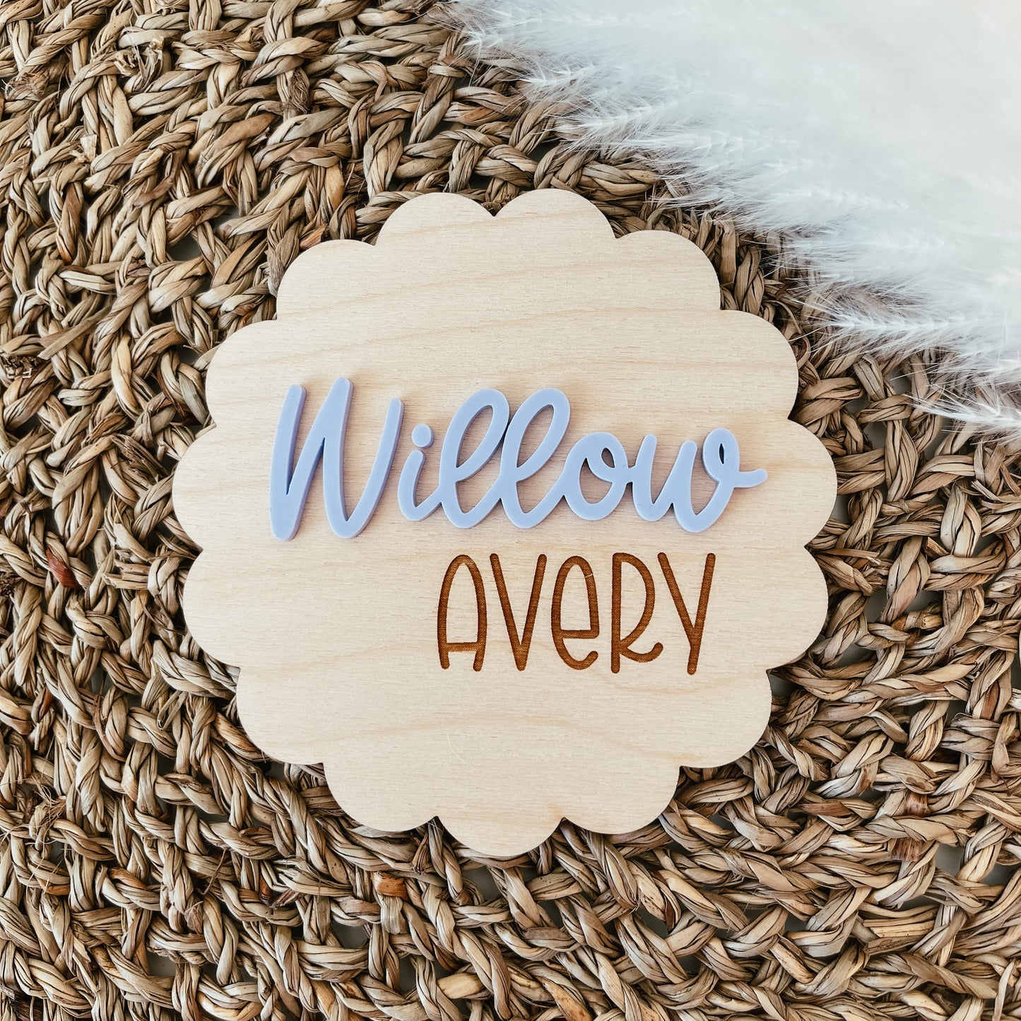 3D Birth Announcement Sign - Scallop
