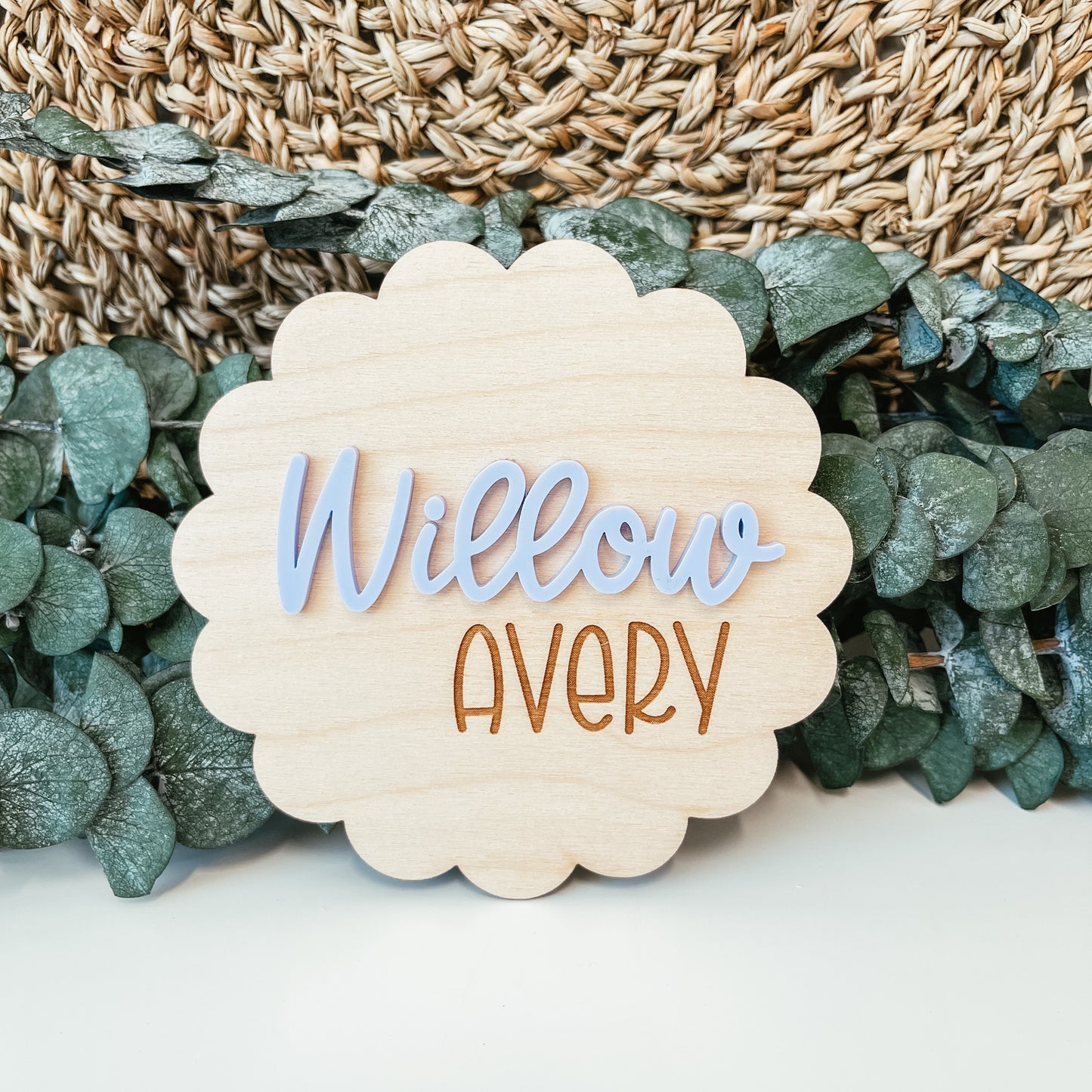 3D Birth Announcement Sign - Scallop