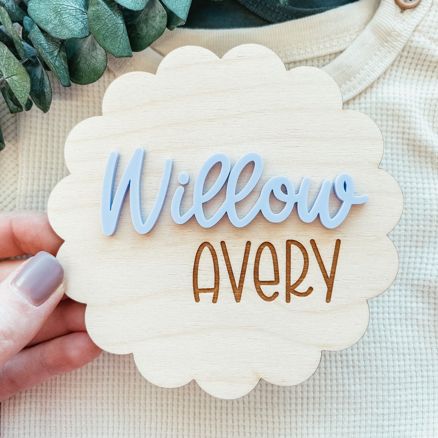 3D Birth Announcement Sign - Scallop