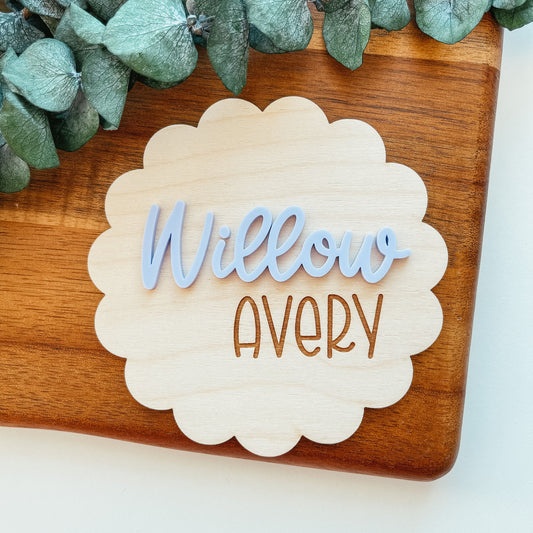 3D Birth Announcement Sign - Scallop