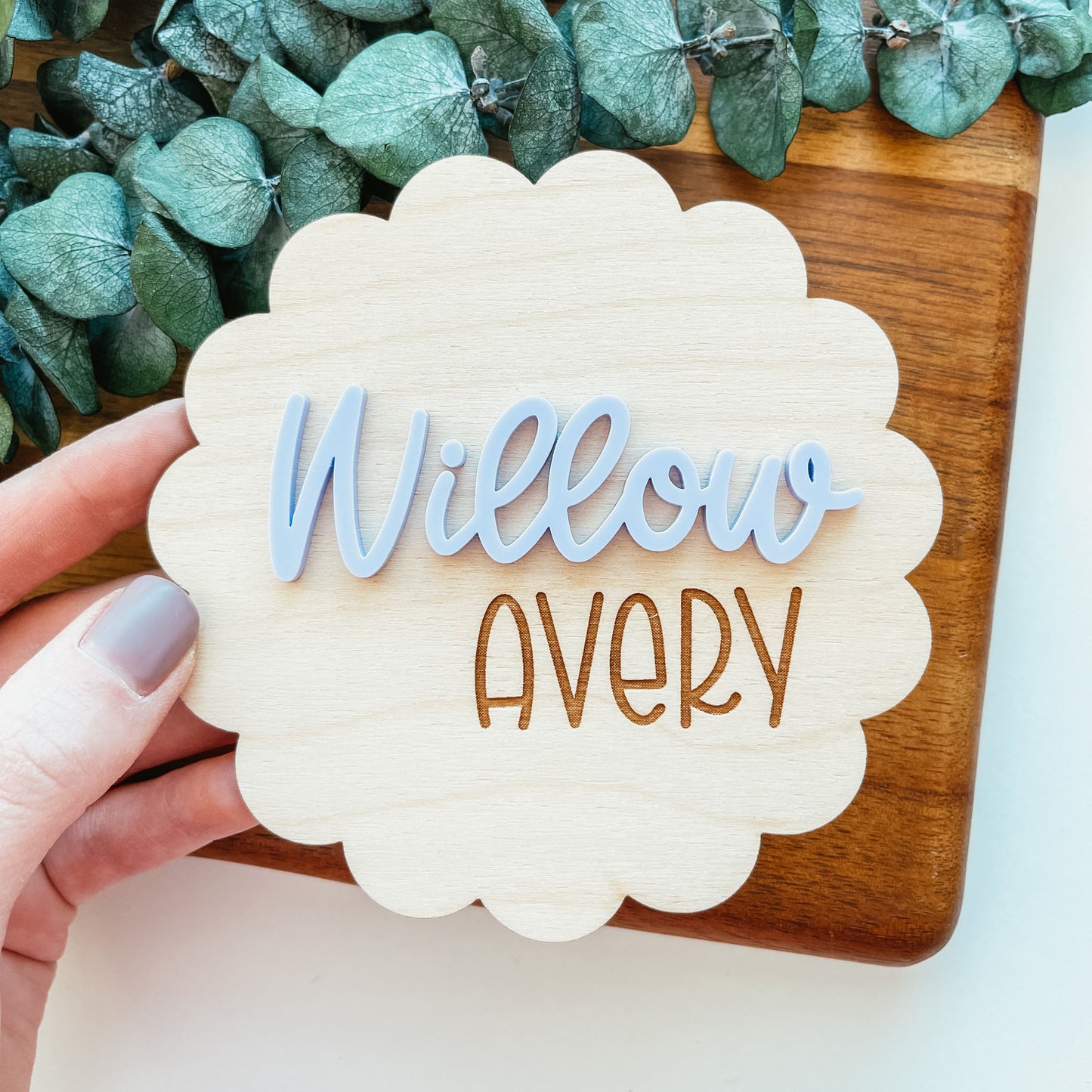 3D Birth Announcement Sign - Scallop