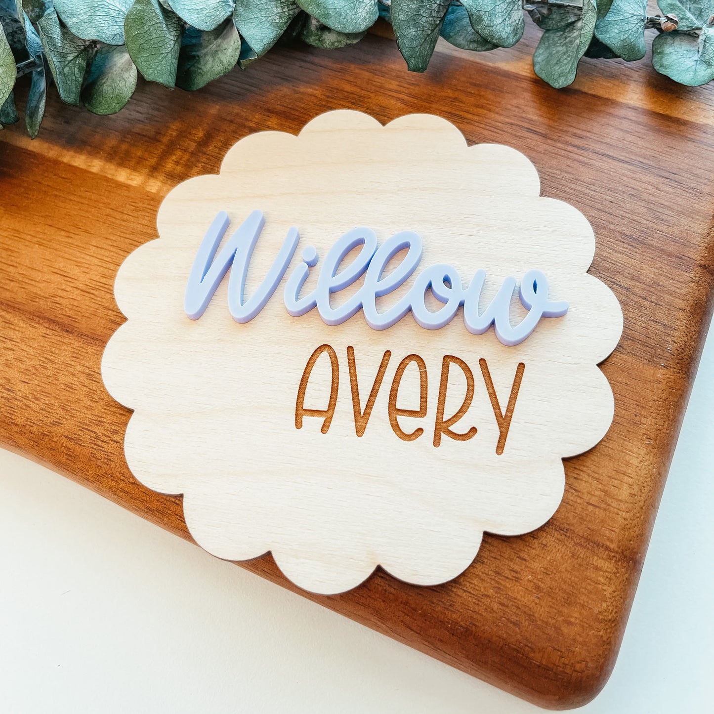 3D Birth Announcement Sign - Scallop