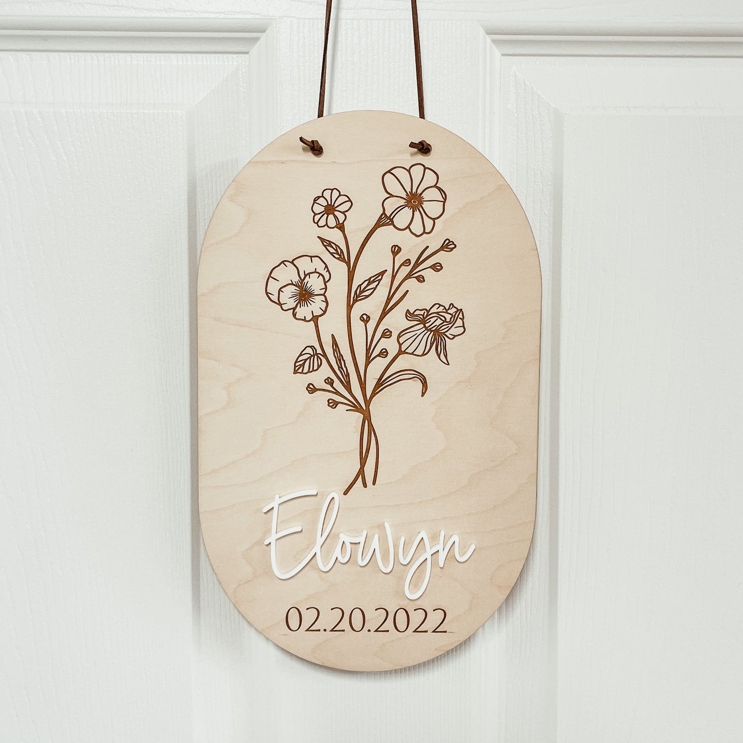 Personalized Birth Flower Pennant (Two Shapes)