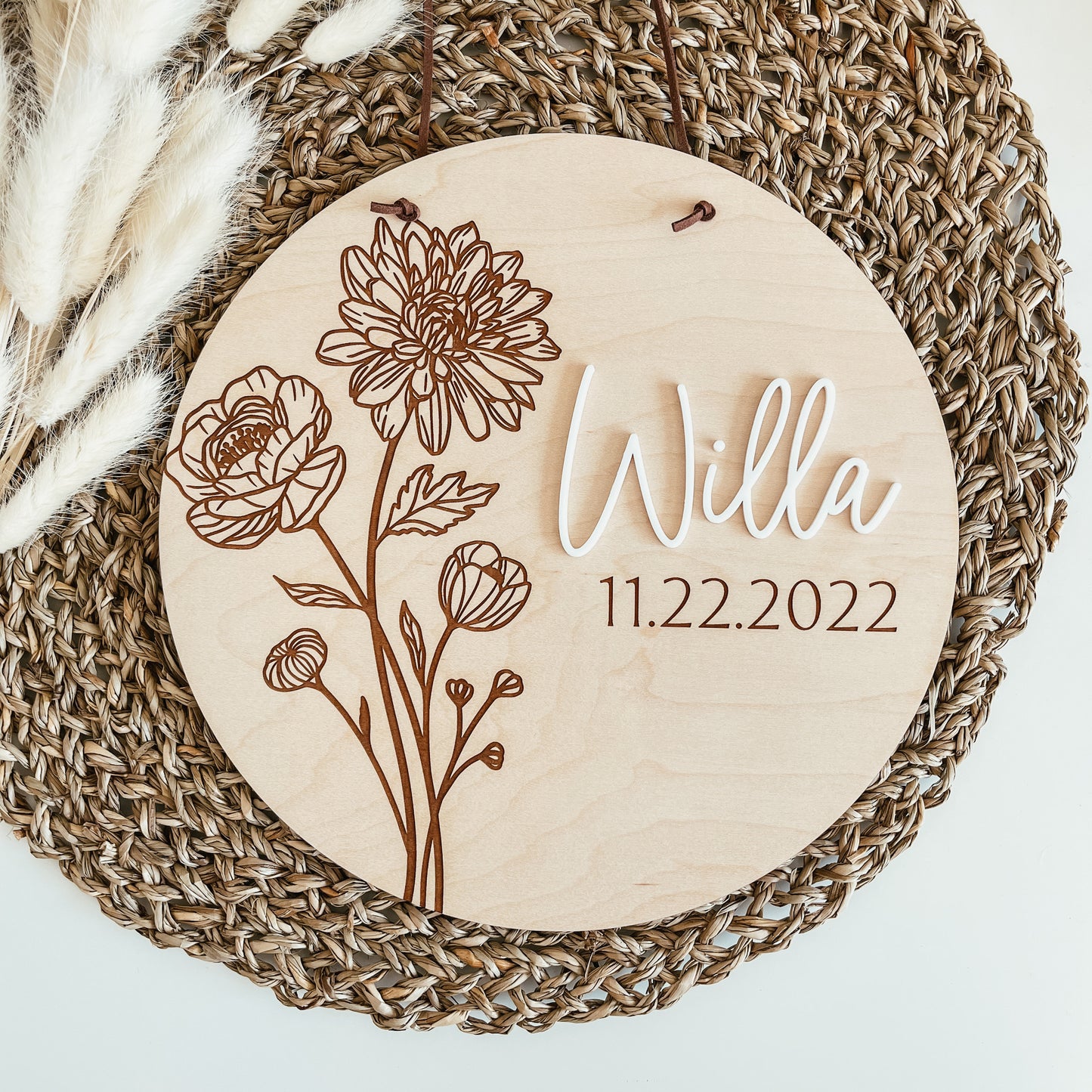 Personalized Birth Flower Pennant (Two Shapes)