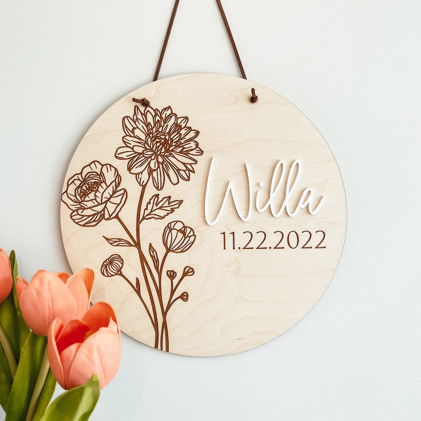 Personalized Birth Flower Pennant (Two Shapes)