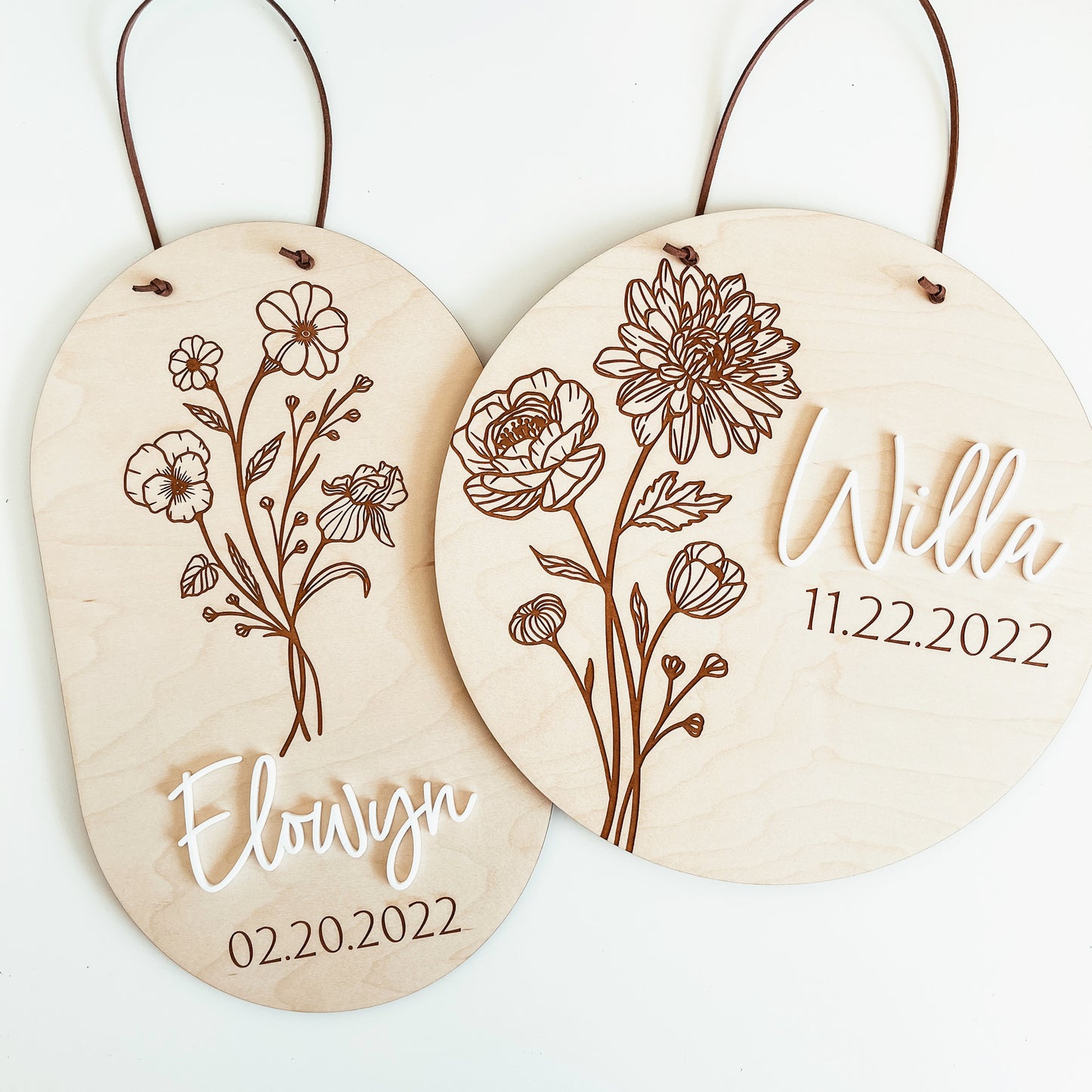 Personalized Birth Flower Pennant (Two Shapes)