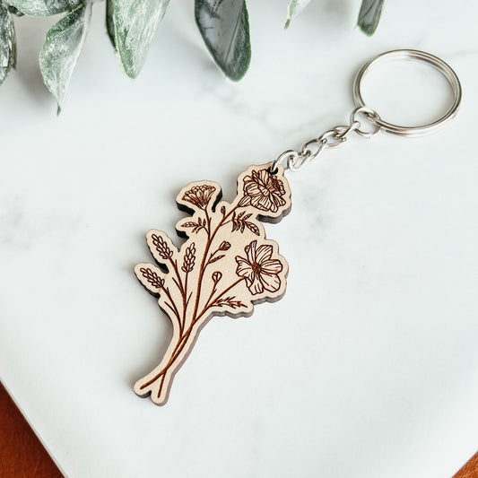 Birth Flower Keychain
