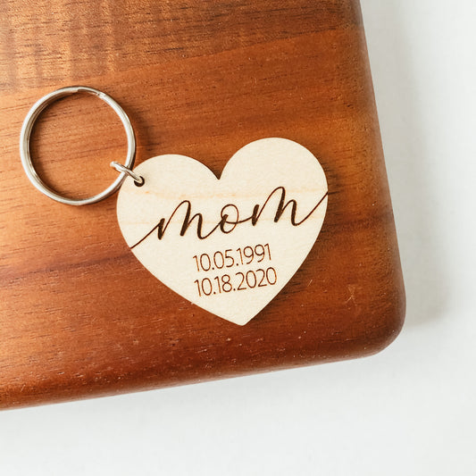 Personalized Mom Heart Keychain