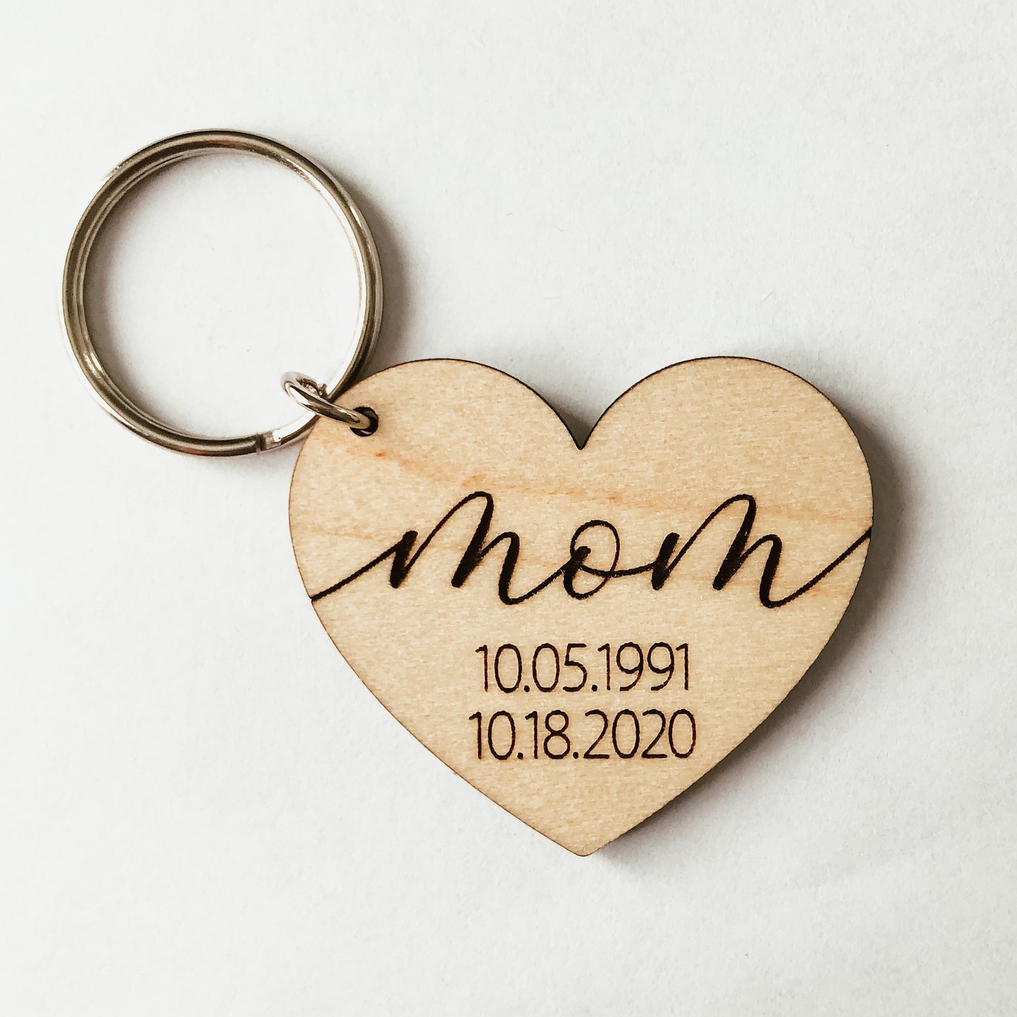 Personalized Mom Heart Keychain