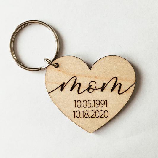 Personalized Mom Heart Keychain