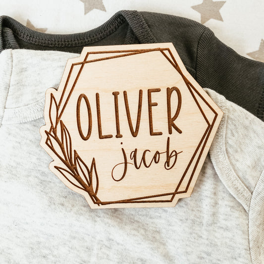 Hexagon Frame Birth Announcement