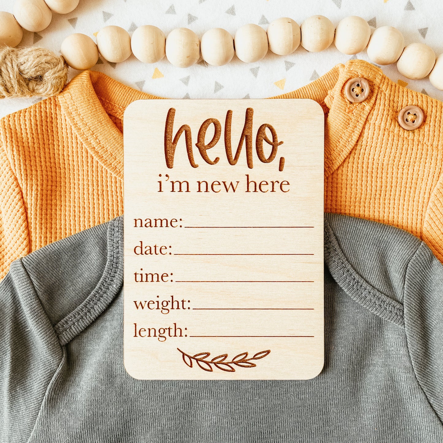 Baby Birth Announcement Sign - Hello World Leaf Rectangle