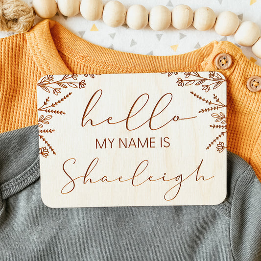 Baby Birth Announcement Sign - Wildflower Name Tag