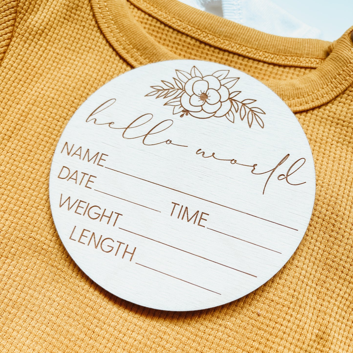 Baby Birth Announcement Sign - Hello World Floral