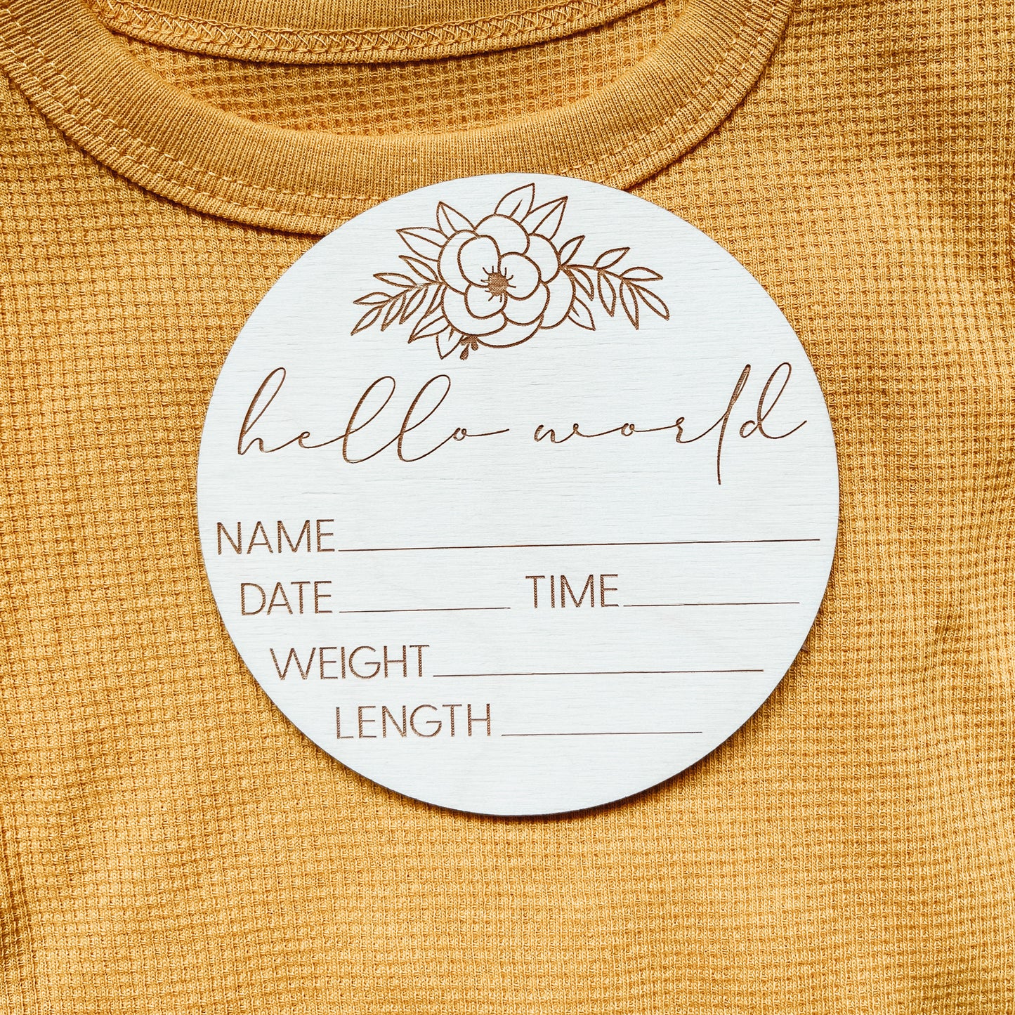 Baby Birth Announcement Sign - Hello World Floral