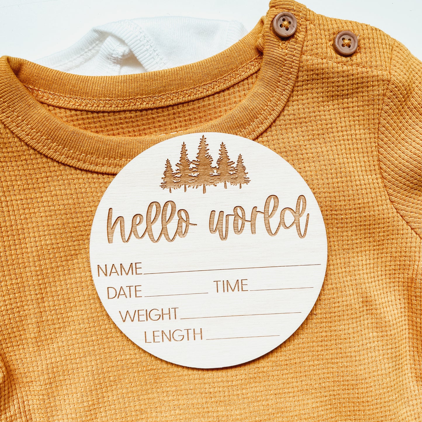 Baby Birth Announcement Sign - Hello World With Trees