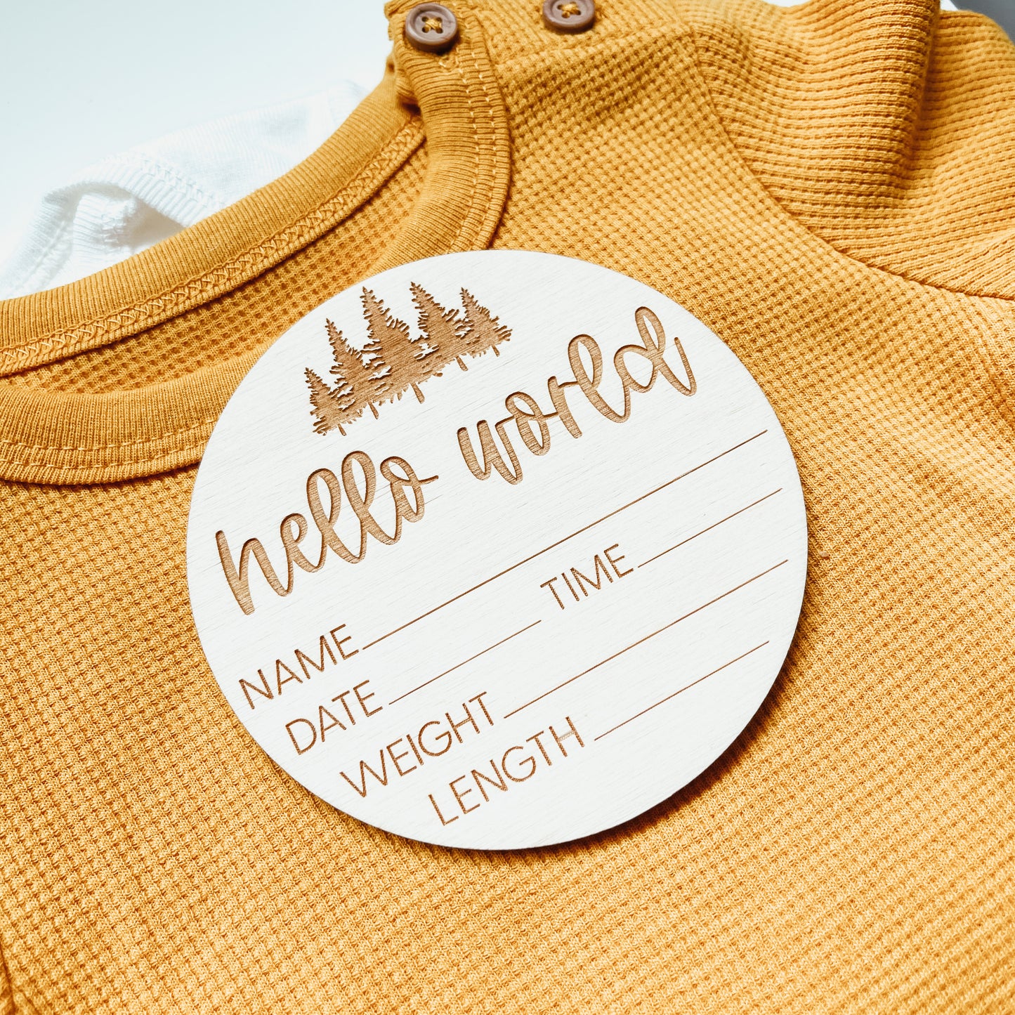 Baby Birth Announcement Sign - Hello World With Trees