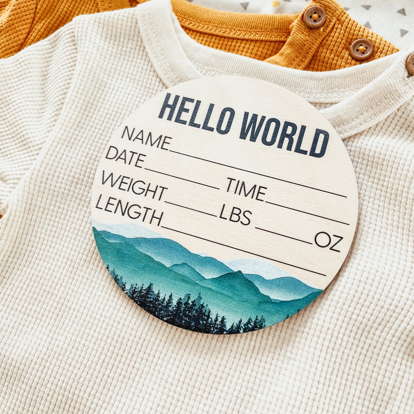 Baby Birth Announcement Sign - Wooden Mountains
