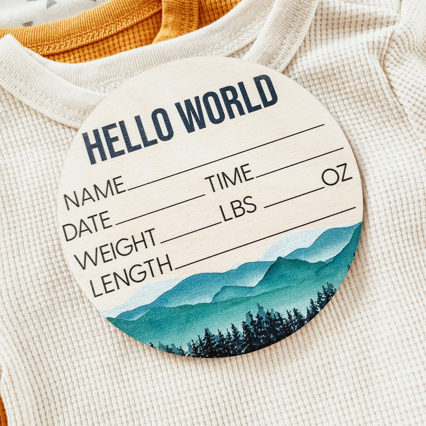 Baby Birth Announcement Sign - Wooden Mountains