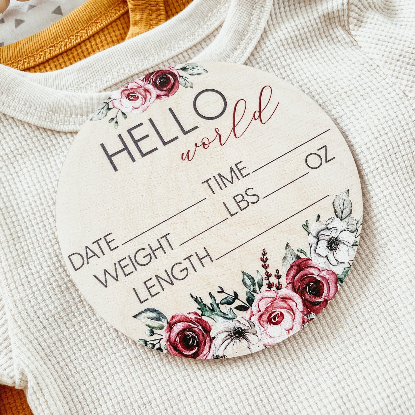 Baby Birth Announcement Sign - Wooden Pink Floral