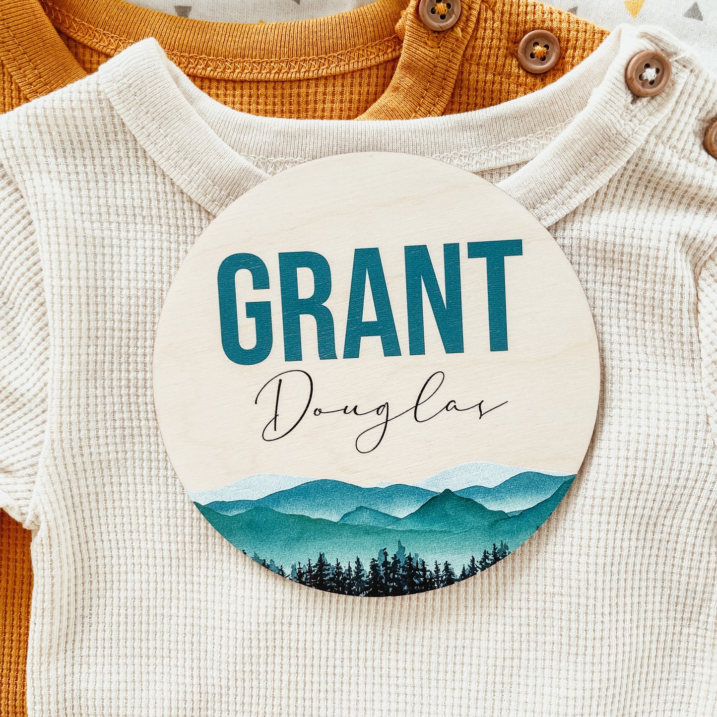 Baby Birth Announcement Sign - Wooden Mountains