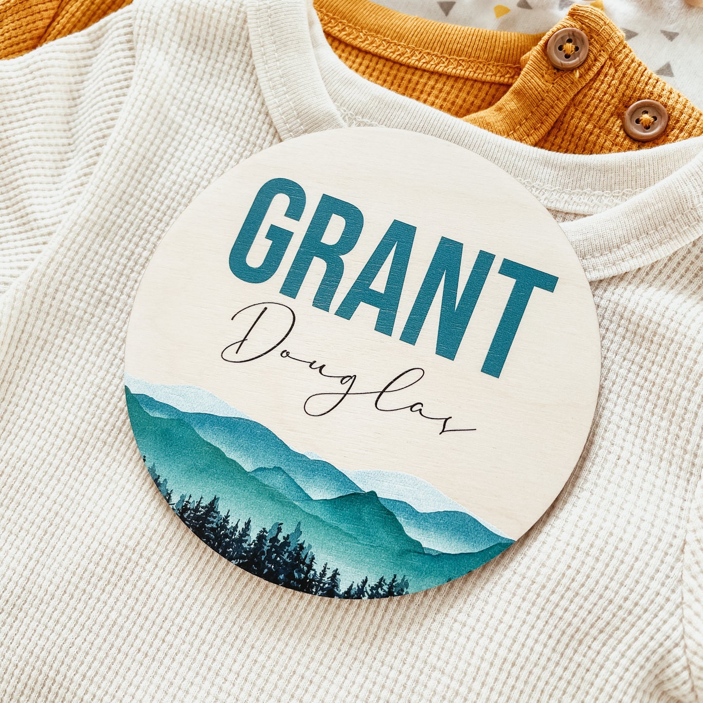 Baby Birth Announcement Sign - Wooden Mountains