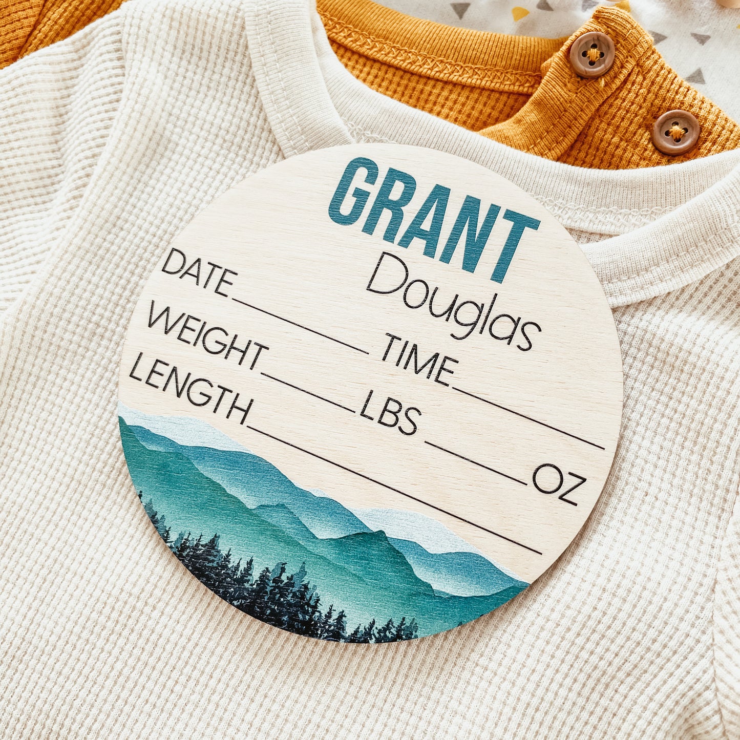 Baby Birth Announcement Sign - Wooden Mountains