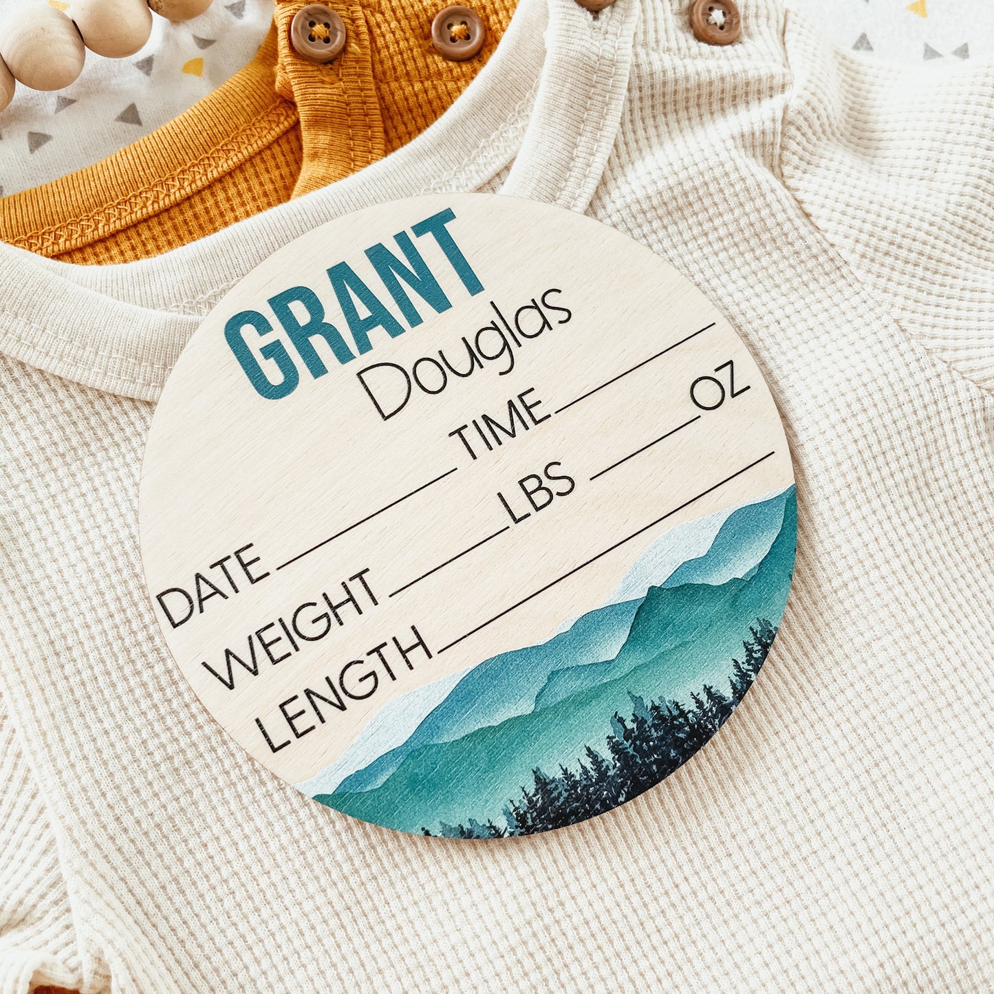 Baby Birth Announcement Sign - Wooden Mountains