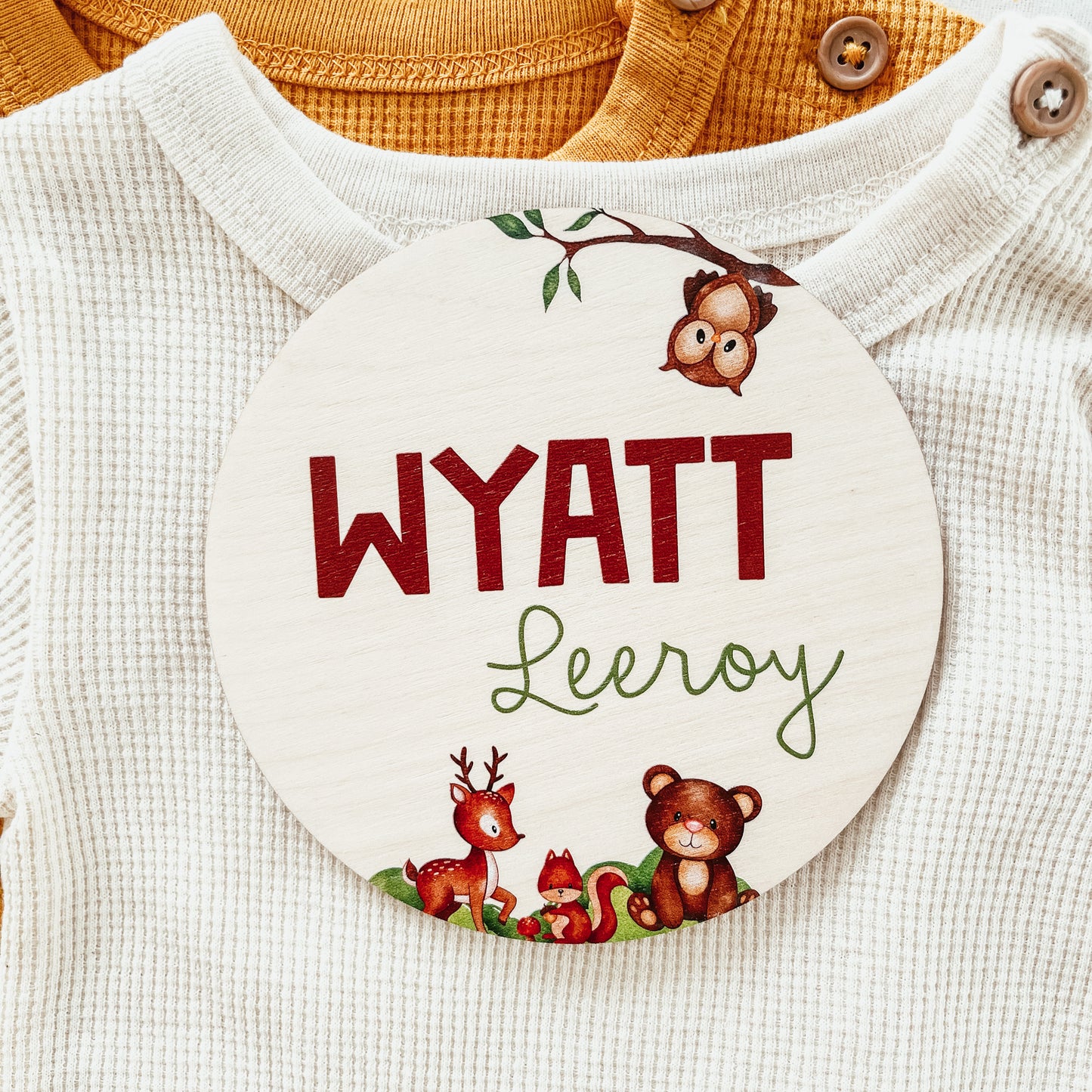 Baby Birth Announcement Sign - Wooden Woodland Animals